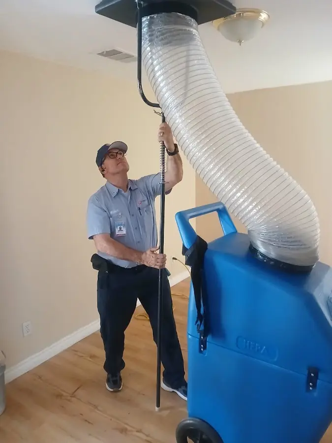 HVAC Installation technician using HEPA equipment in Gypsum